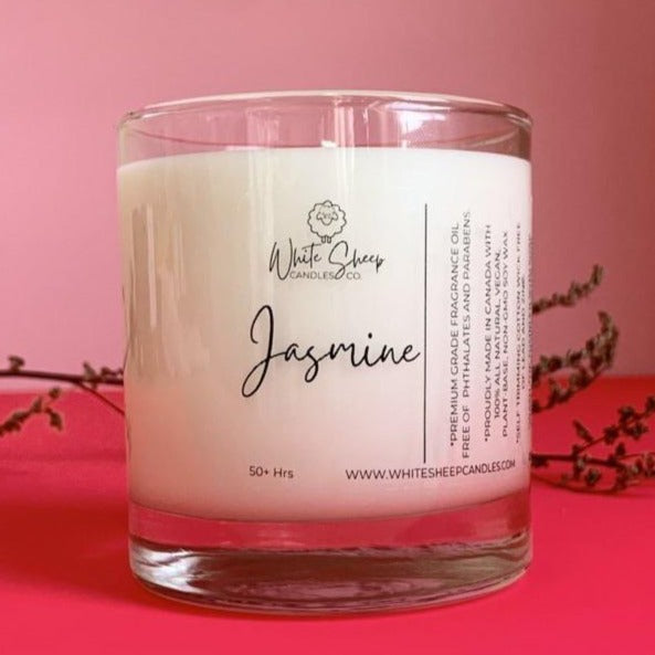 Jasmine - Handmade with 100% Natural Soy Wax - Premium Grade Essential and Fragrance Oils FREE of Phthalate and Paraben - Cotton Wick FREE of Lead and - Zinc - Cruelty FREE - White Sheep Candles